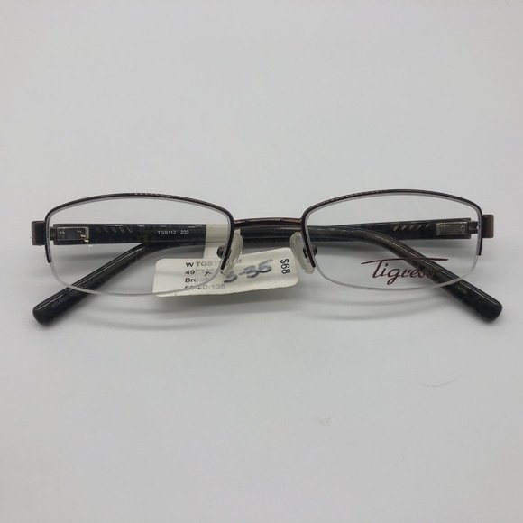Tigress TGS112 Eyeglass Frame Women Spring Half Semi Rim Brown Animal 54-17-140 - Picture 10 of 11